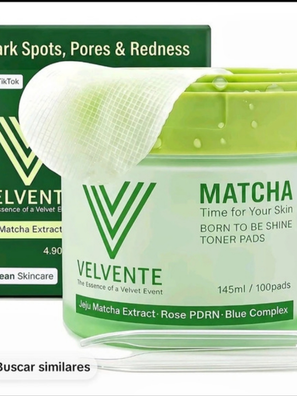 Velvente Matcha PDRN Korean Toner Pads Green